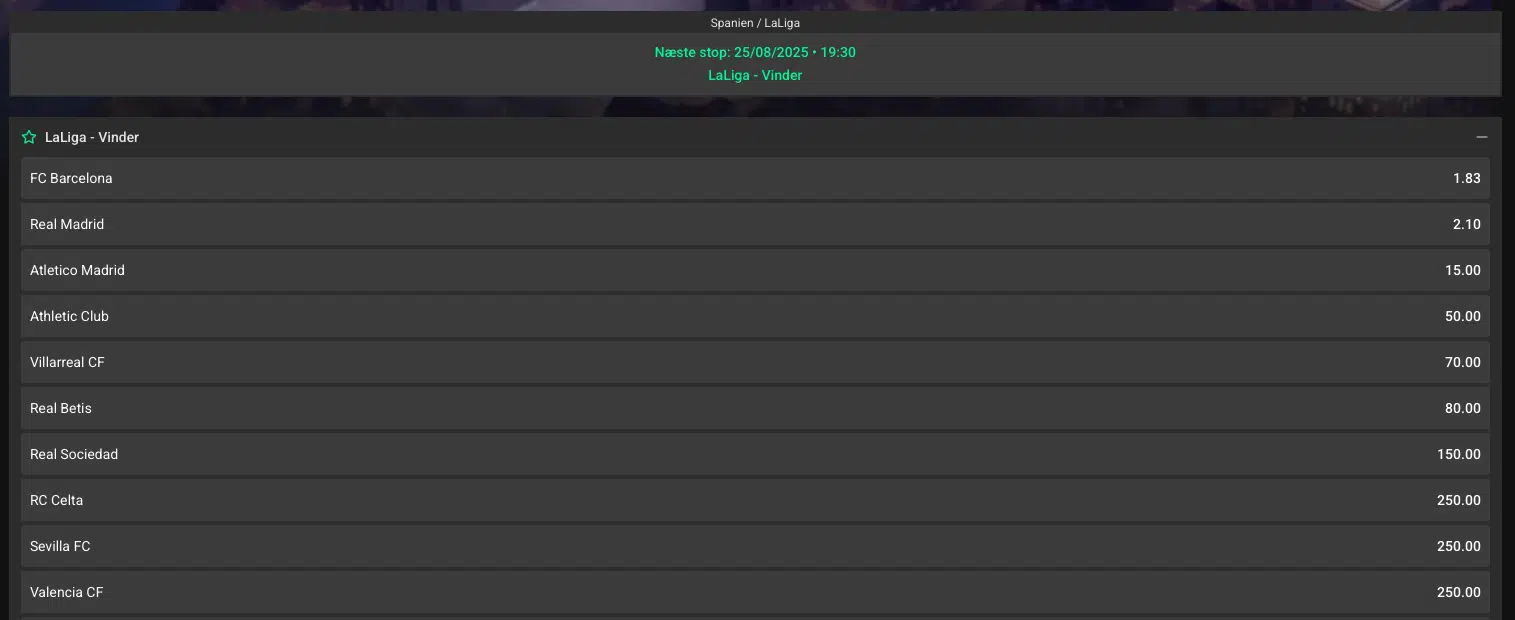 La Liga odds 2025/2026